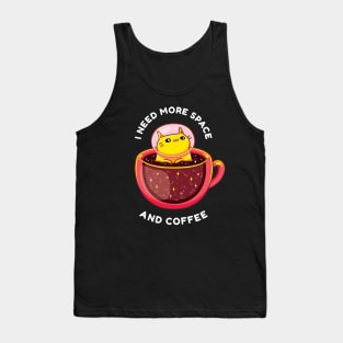 Astronaut Cat in a Cup of Space Coffee Tank Top